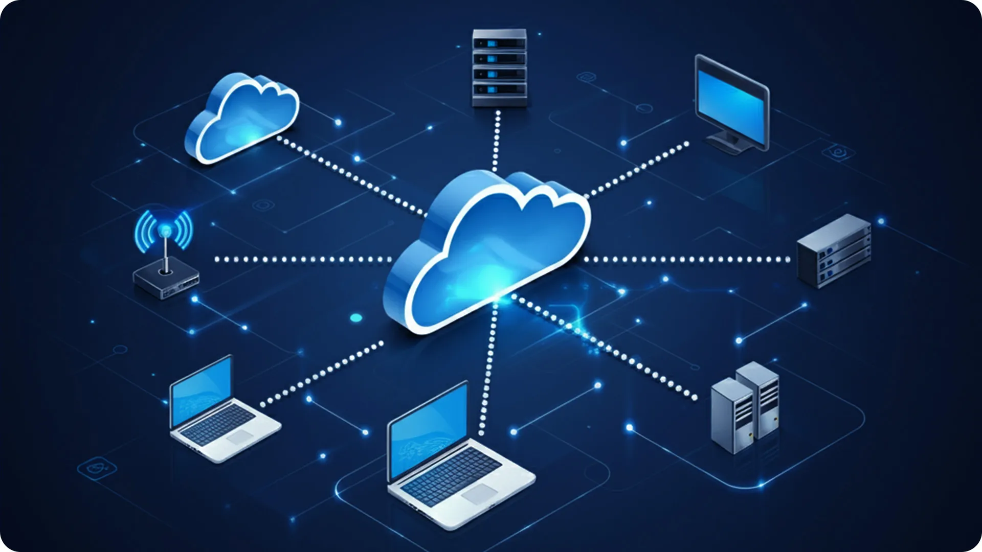 a computer network with a cloud